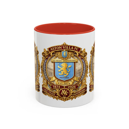 Aston Villa Crest Coffee Mug – 1874–2026 Anniversary Accent Mug (11/15 oz)