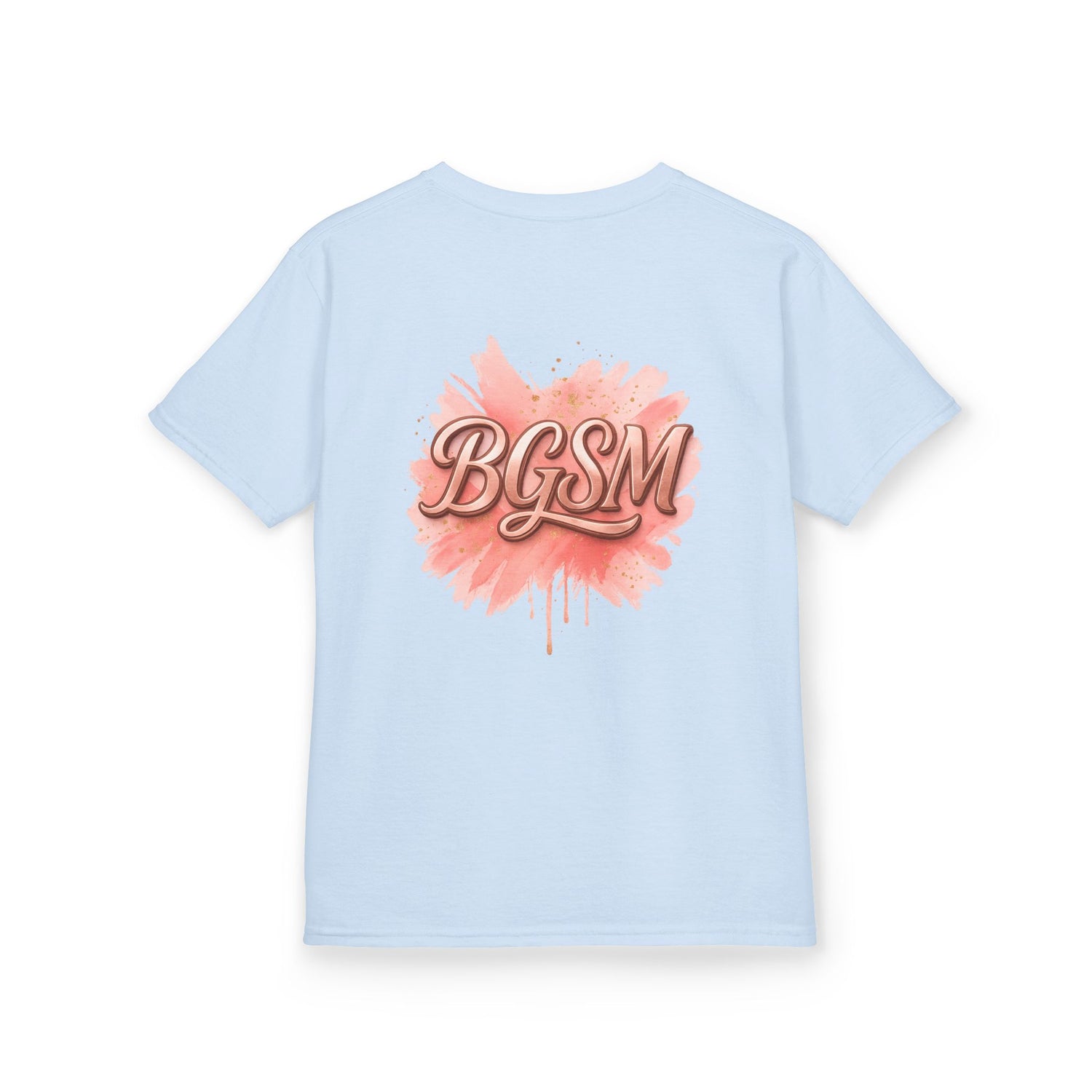 BGSM Kids T-Shirt - "Happy Easter" Colorful Block Letters Tee (Back BGSM Watercolor Accent)