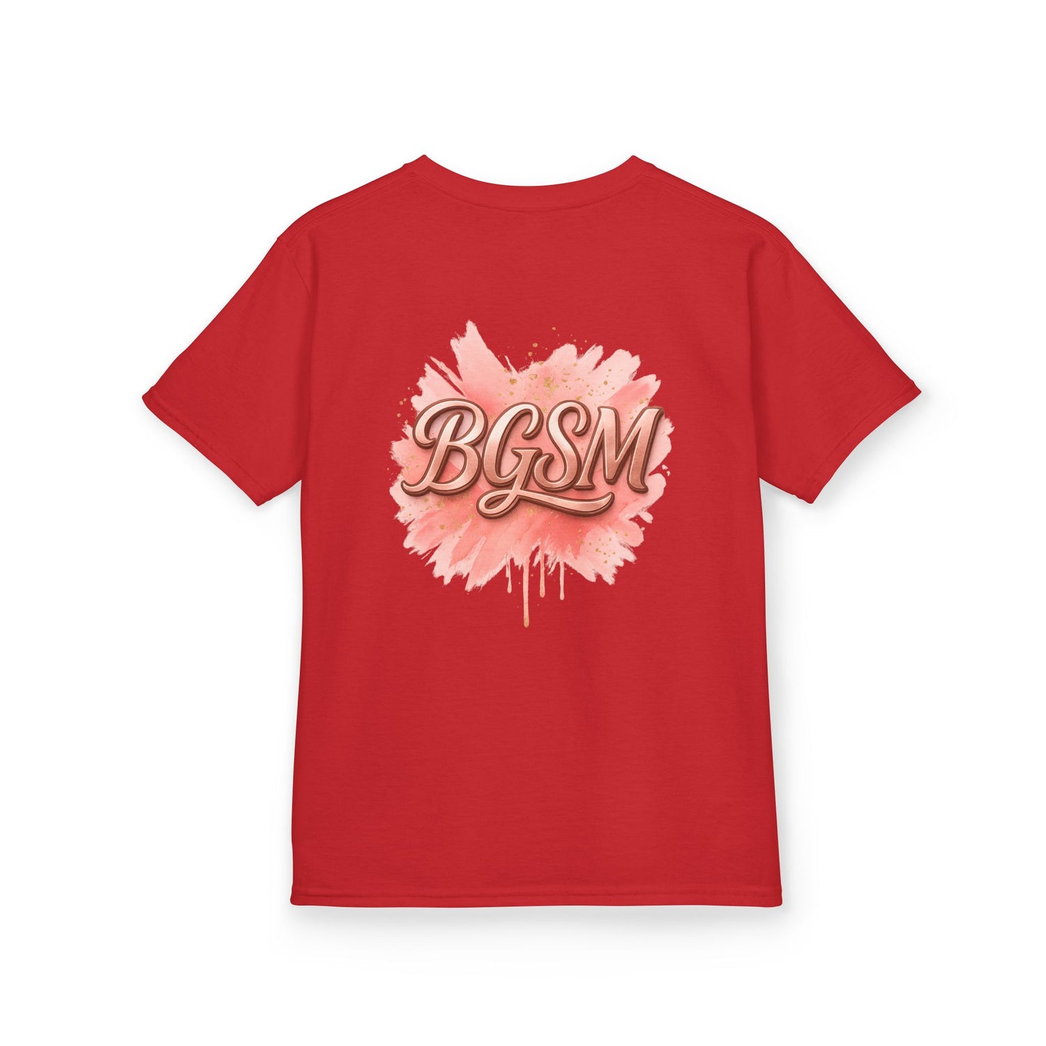 BGSM Kids T-Shirt - "Happy Easter" Colorful Block Letters Tee (Back BGSM Watercolor Accent)