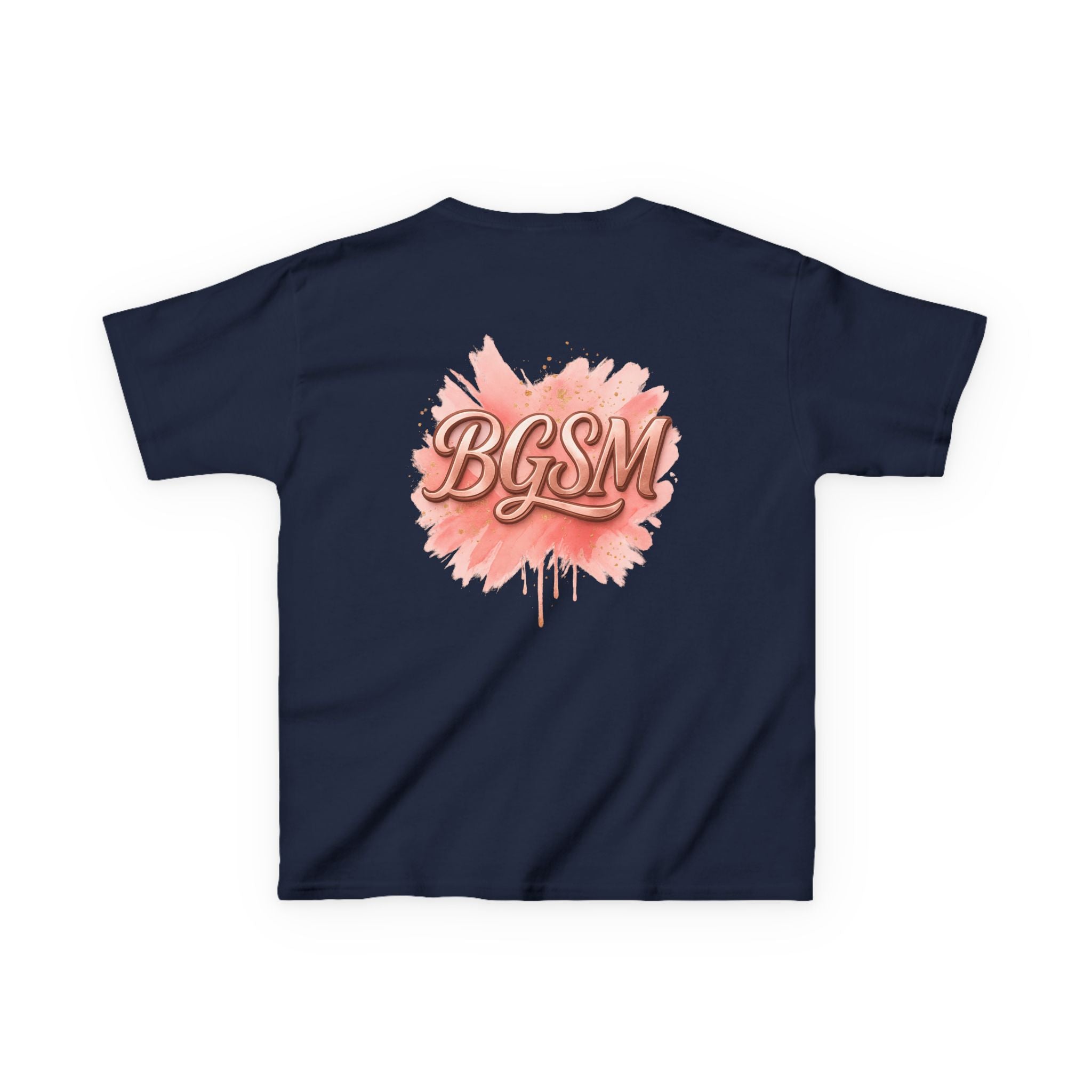 BGSM Kids T-Shirt - "Happy Easter" Colorful Block Letters Tee (Back BGSM Watercolor Accent)