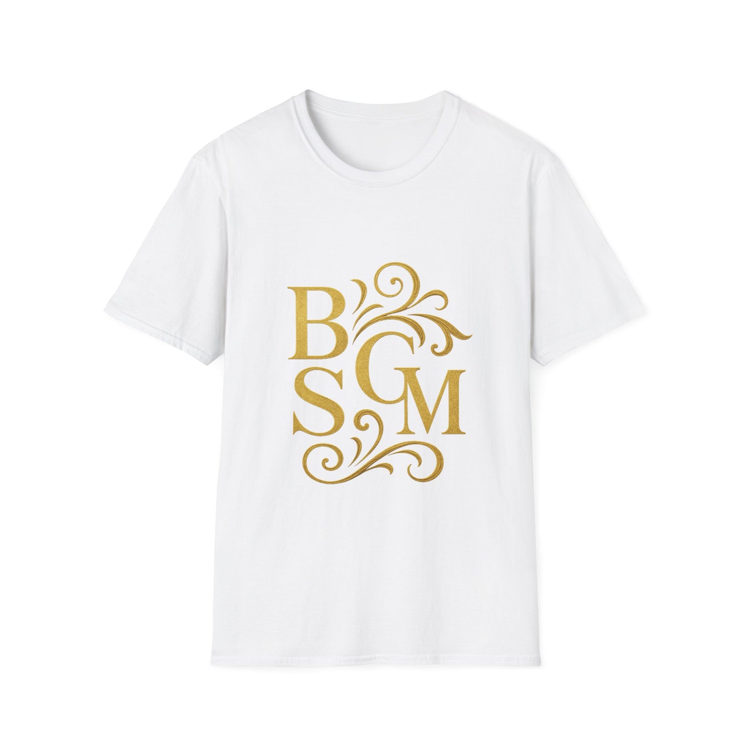 BGSM Monogram T-Shirt — Decorative Gold Front &amp; Blue Circle Back