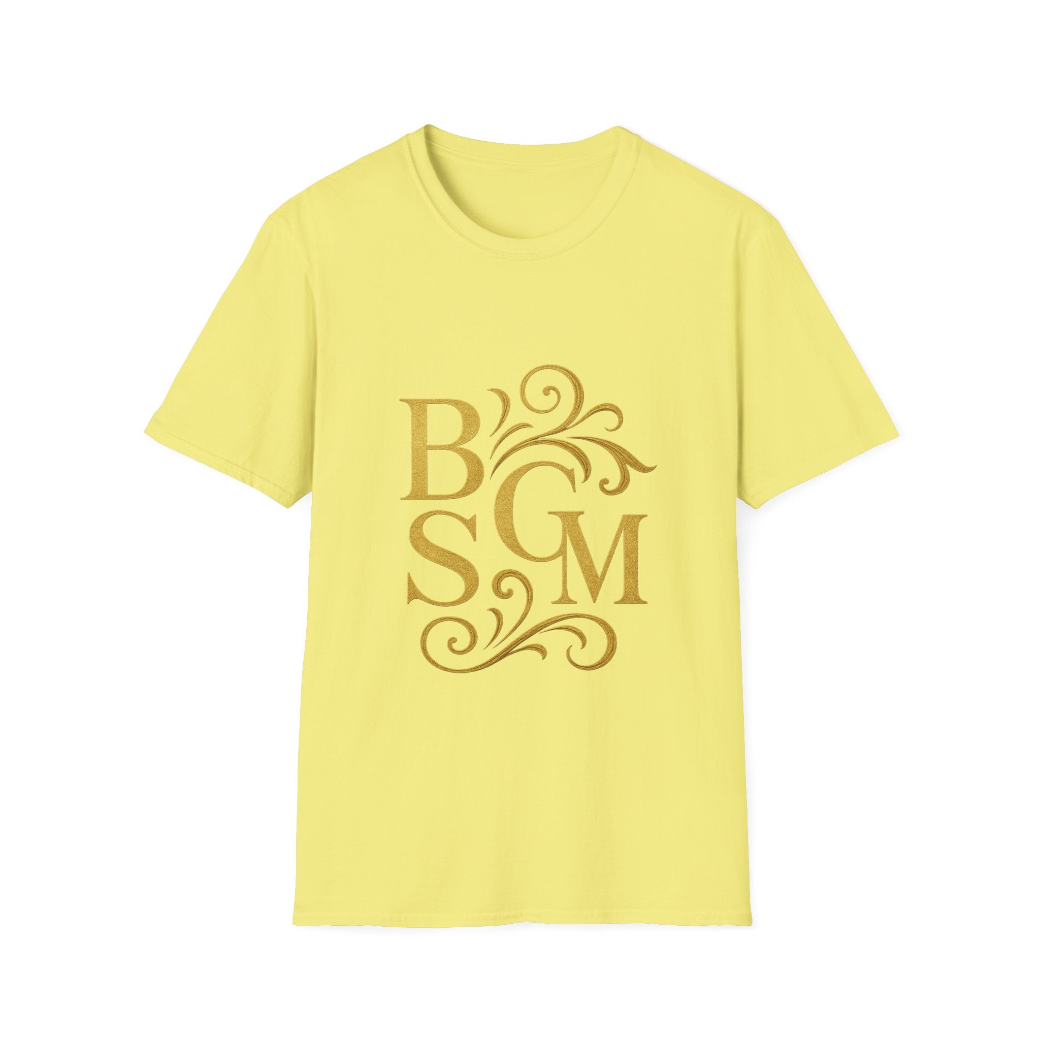 BGSM Monogram T-Shirt — Decorative Gold Front &amp; Blue Circle Back