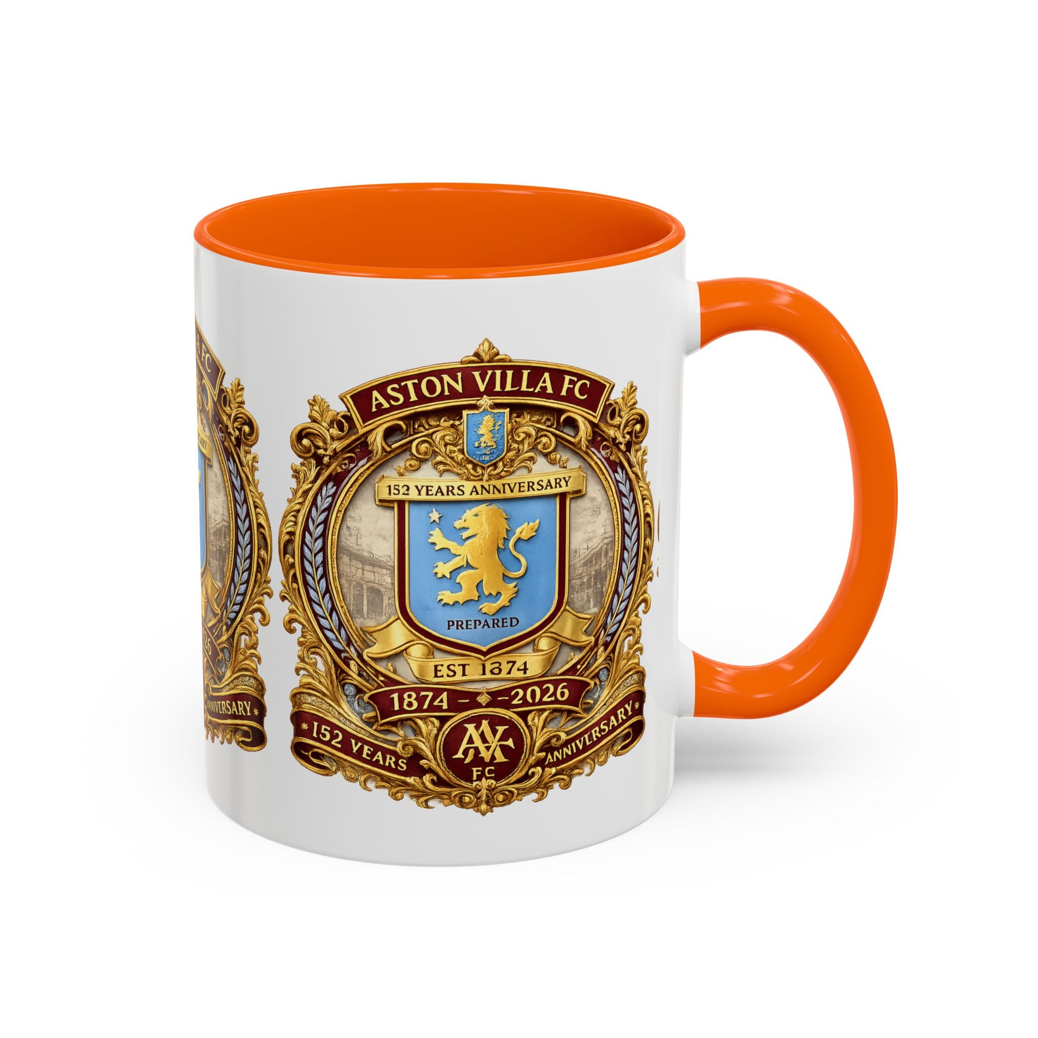 Aston Villa Crest Coffee Mug – 1874–2026 Anniversary Accent Mug (11/15 oz)