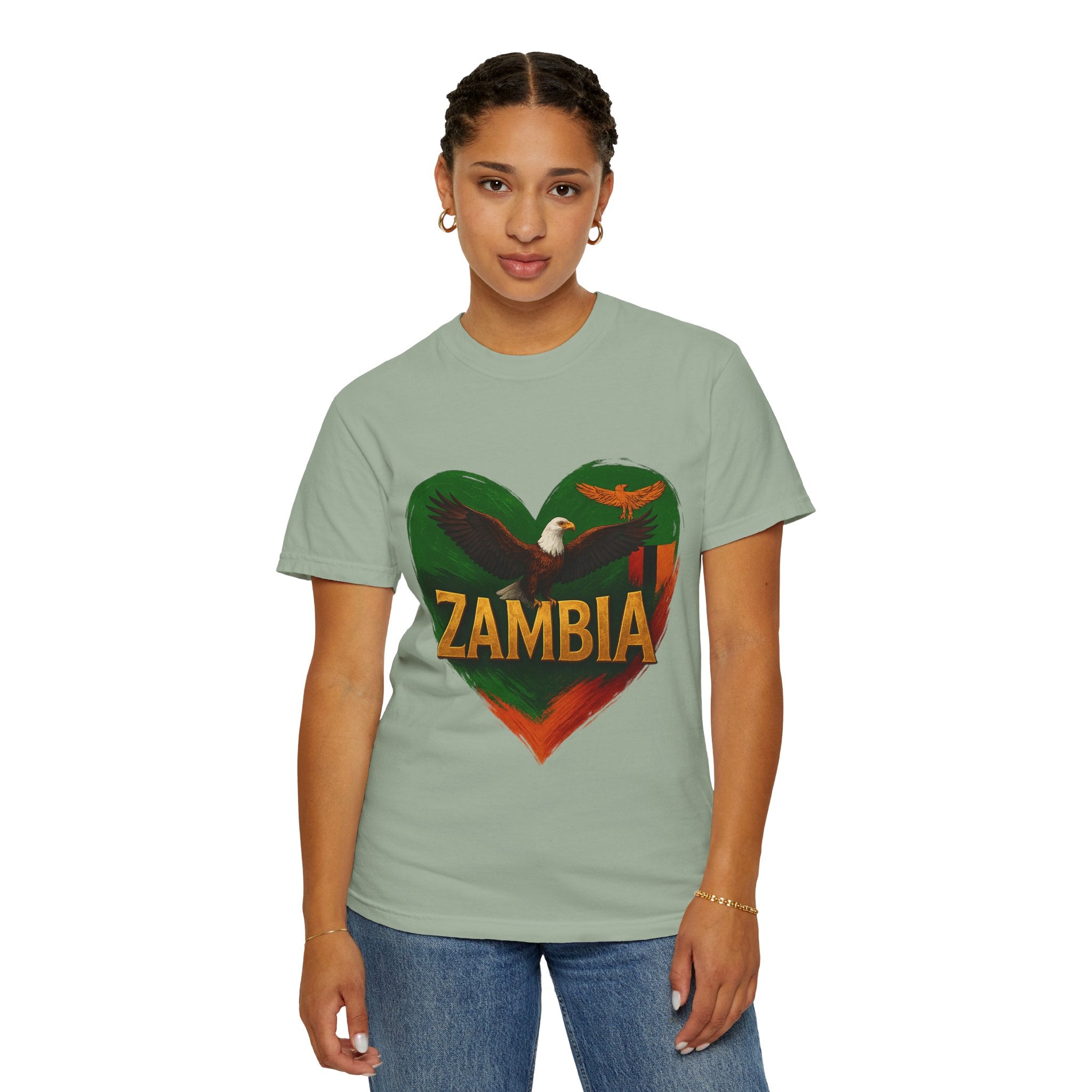 BGSM Zambia Heart Eagle T-Shirt — Patriotic Zambia Graphic Tee