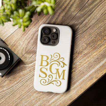Monogram Tough Case – Elegant Gold B S G M Flourish Phone Case