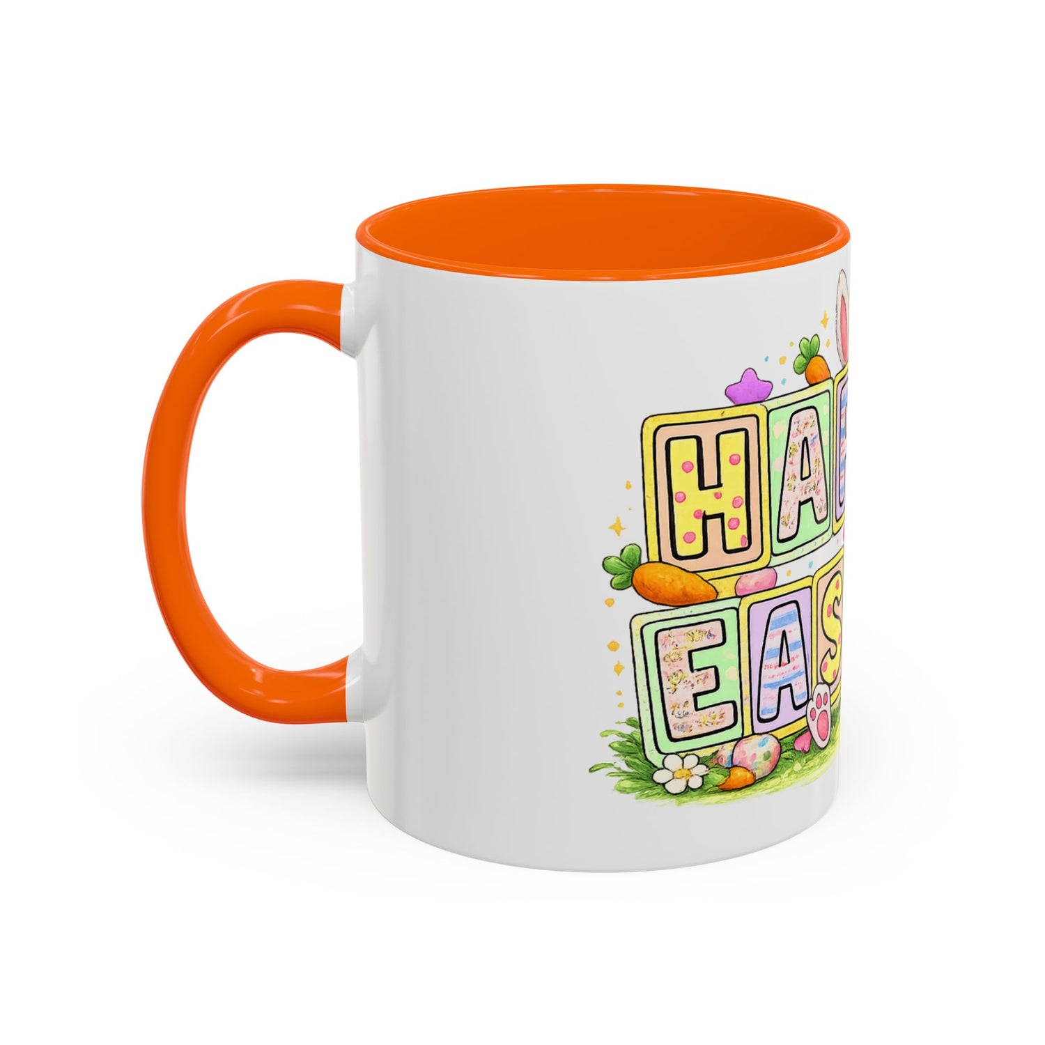 Happy Easter Accent Coffee Mug – Festive Bunny &amp; Egg Holiday Coffee Cup