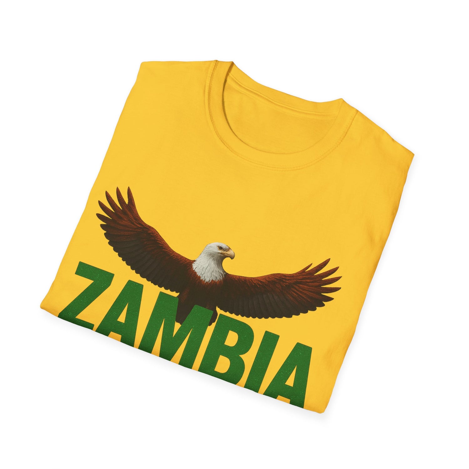 Zambia Strong T-Shirt — Patriotic Eagle with Green &amp; Orange Brushstroke