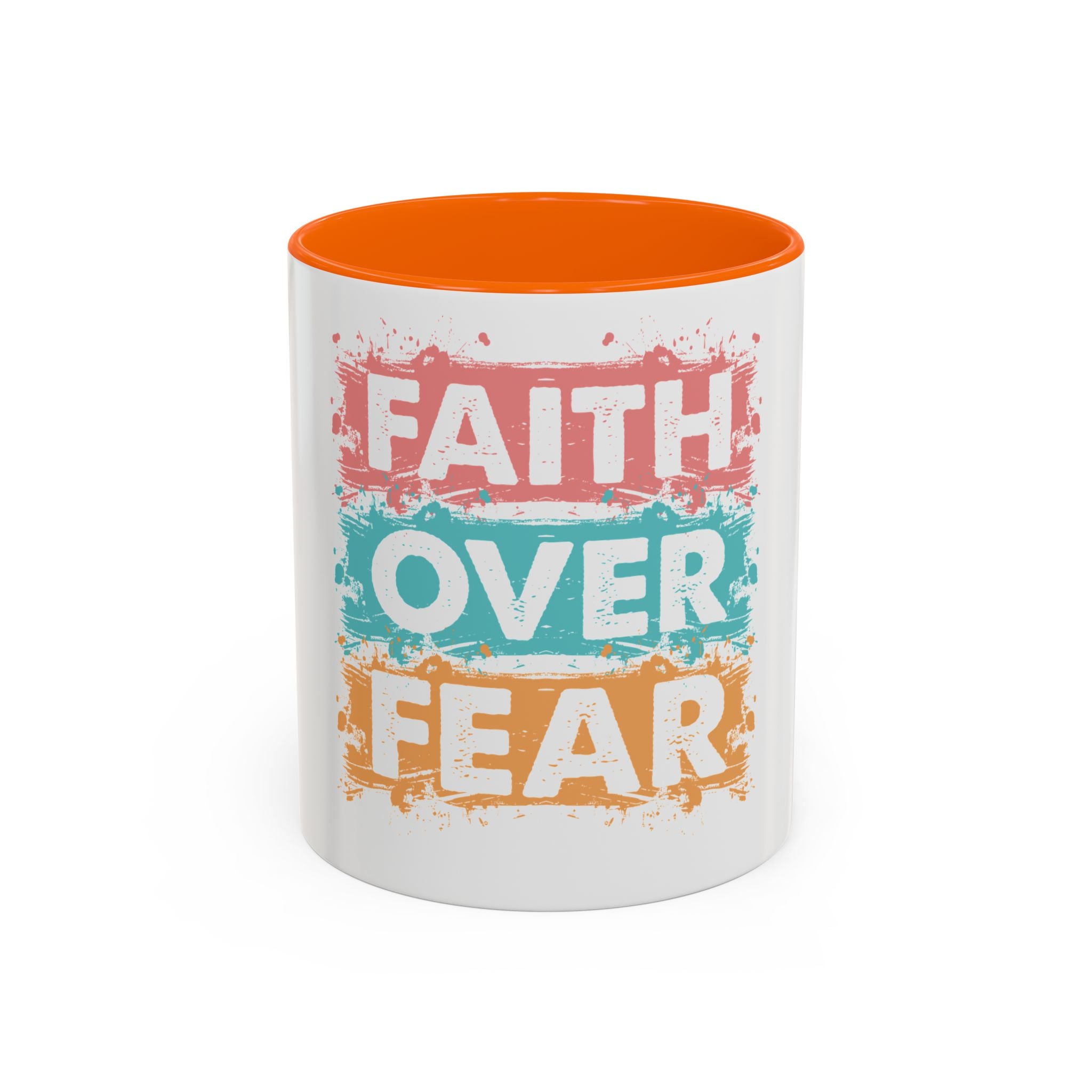 Faith Over Fear Accent Coffee Mug — Inspirational Christian Ceramic Mug (11/15oz)