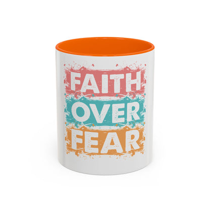 Faith Over Fear Accent Coffee Mug — Inspirational Christian Ceramic Mug (11/15oz)