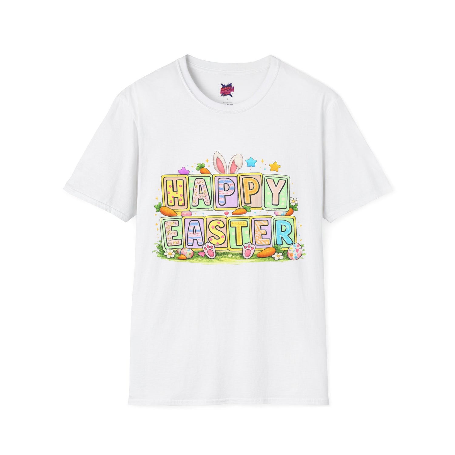 BGSM Happy Easter T-Shirt — Pastel Bunny &amp; Eggs Holiday Tee