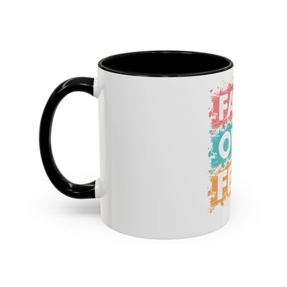 Faith Over Fear Accent Coffee Mug — Inspirational Christian Ceramic Mug (11/15oz)