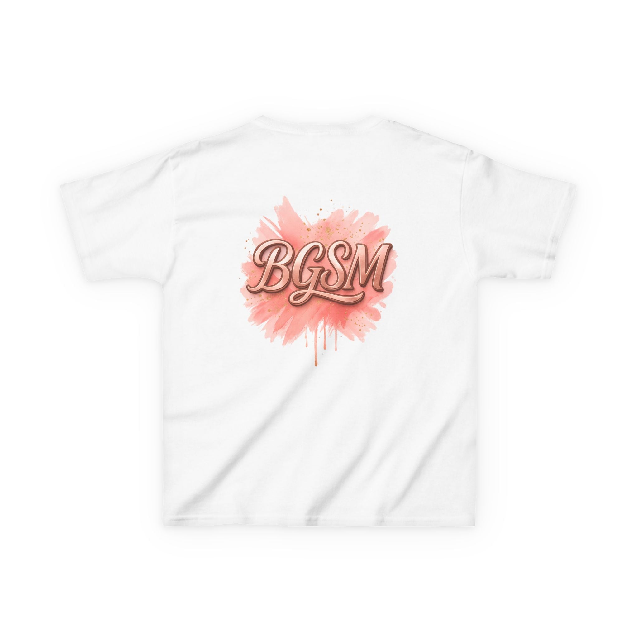 BGSM Kids T-Shirt - "Happy Easter" Colorful Block Letters Tee (Back BGSM Watercolor Accent)