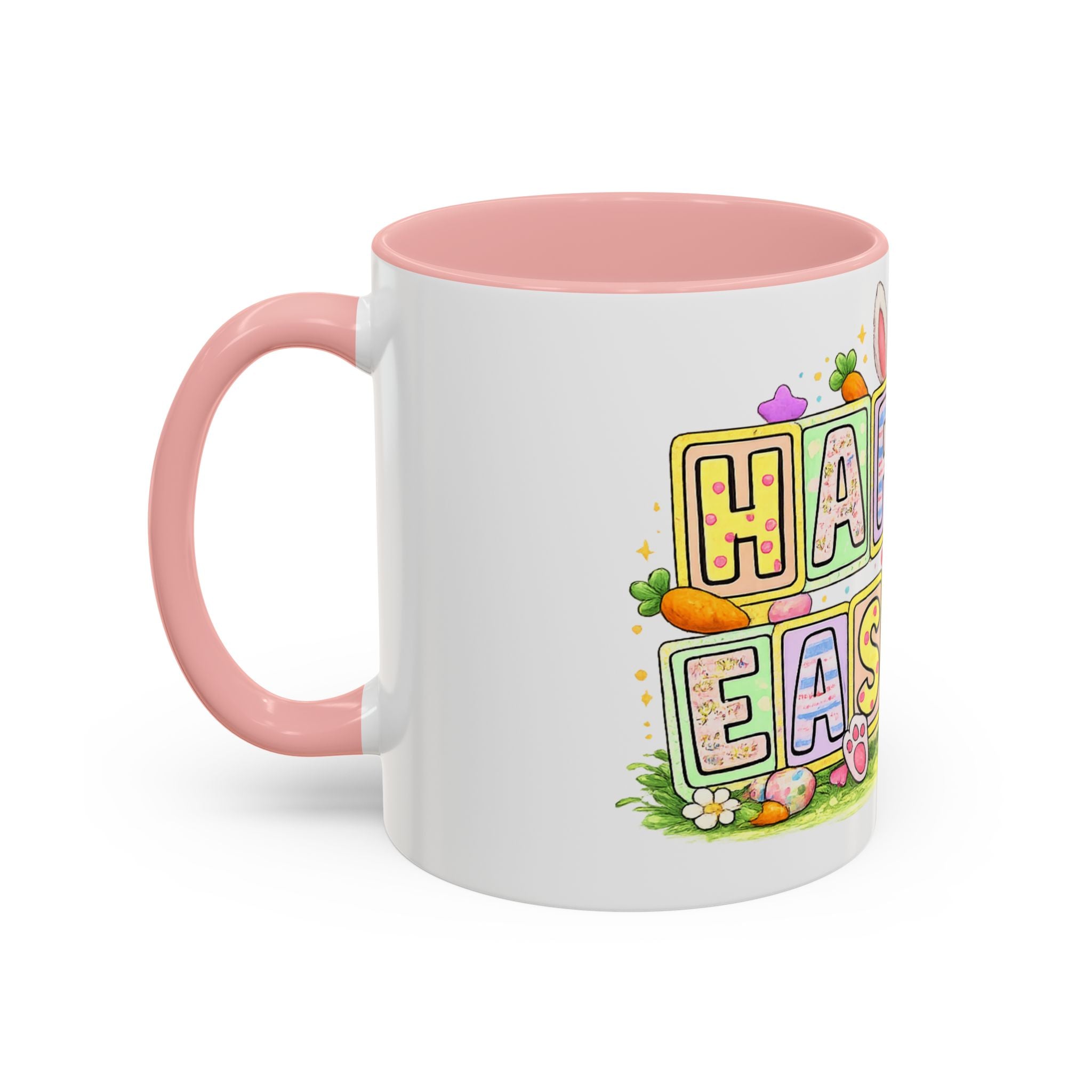 Happy Easter Accent Coffee Mug – Festive Bunny &amp; Egg Holiday Coffee Cup