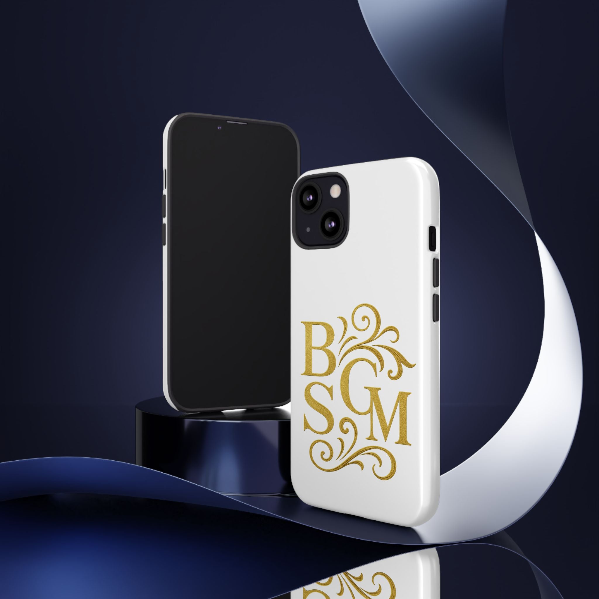 Monogram Tough Case – Elegant Gold B S G M Flourish Phone Case