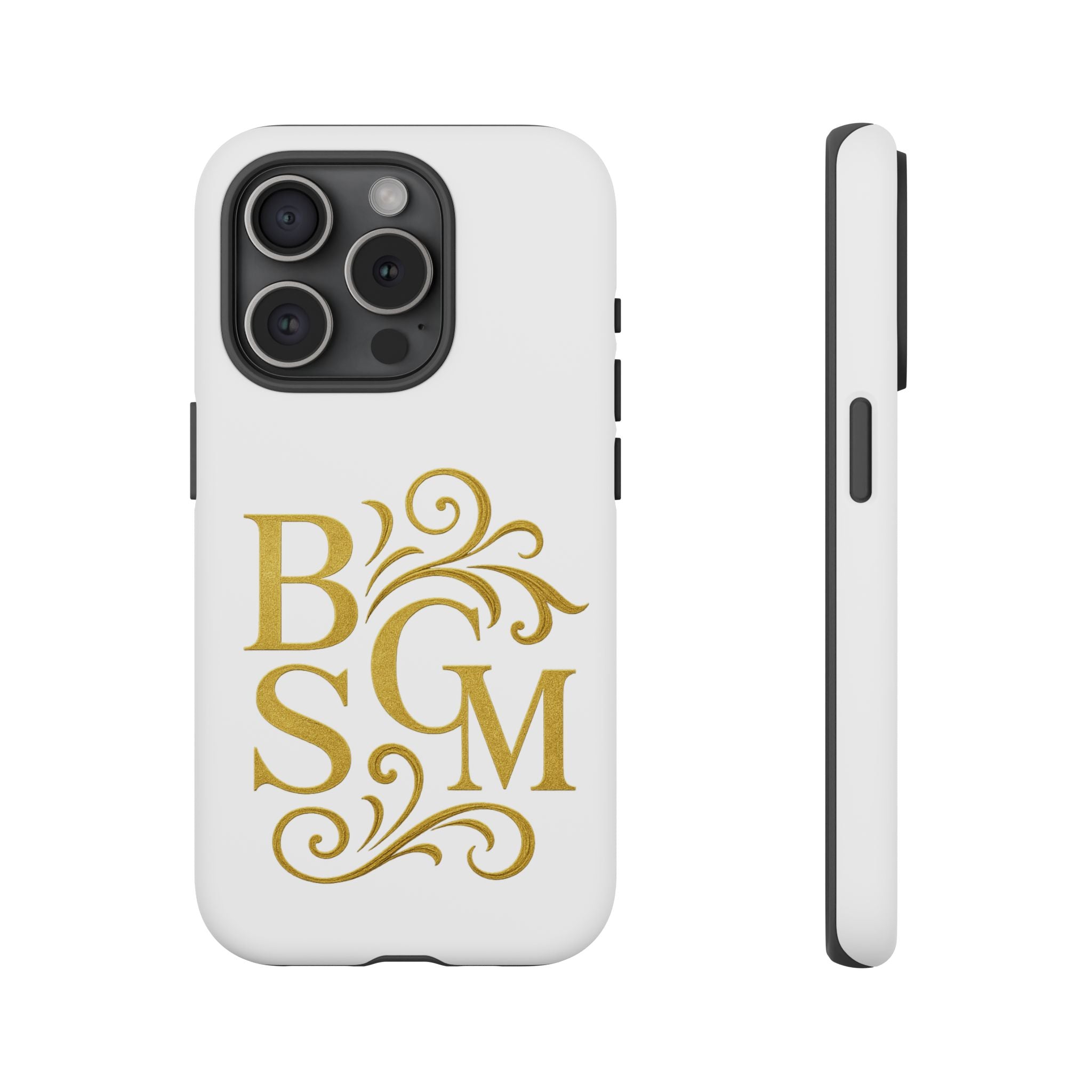 Monogram Tough Case – Elegant Gold B S G M Flourish Phone Case