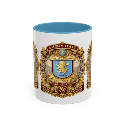 Aston Villa Crest Coffee Mug – 1874–2026 Anniversary Accent Mug (11/15 oz)