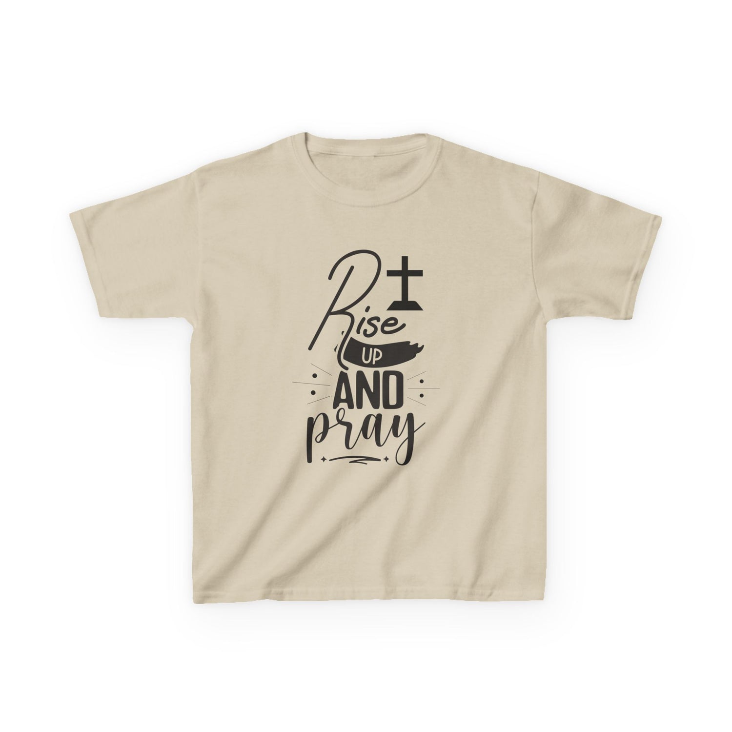 Kids Tee — "Rise Up and Pray" Christian Prayer Shirt with BGSM Back Logo