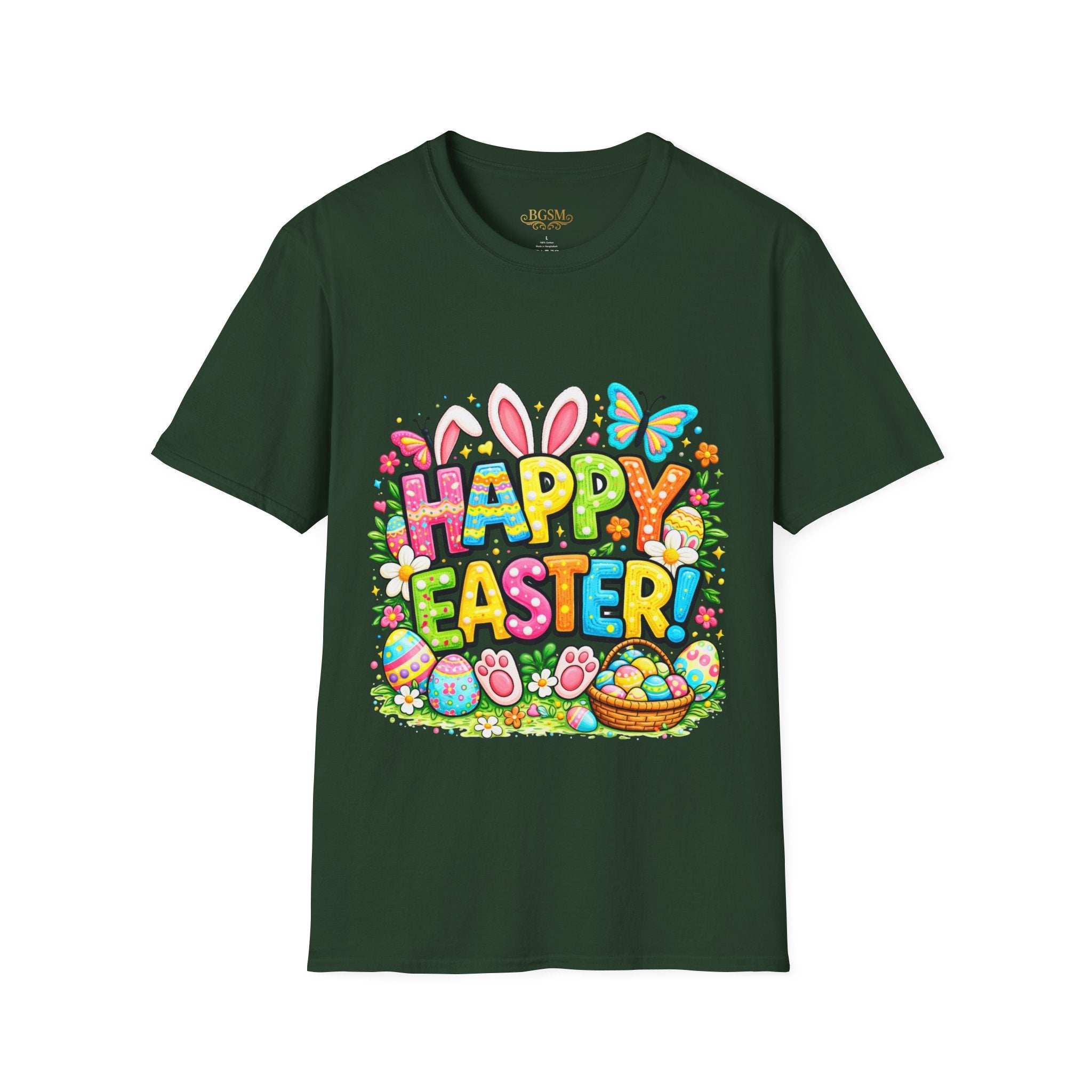 BGSM Easter Bunny Graphic T-Shirt — "Happy Easter" Colorful Holiday Tee