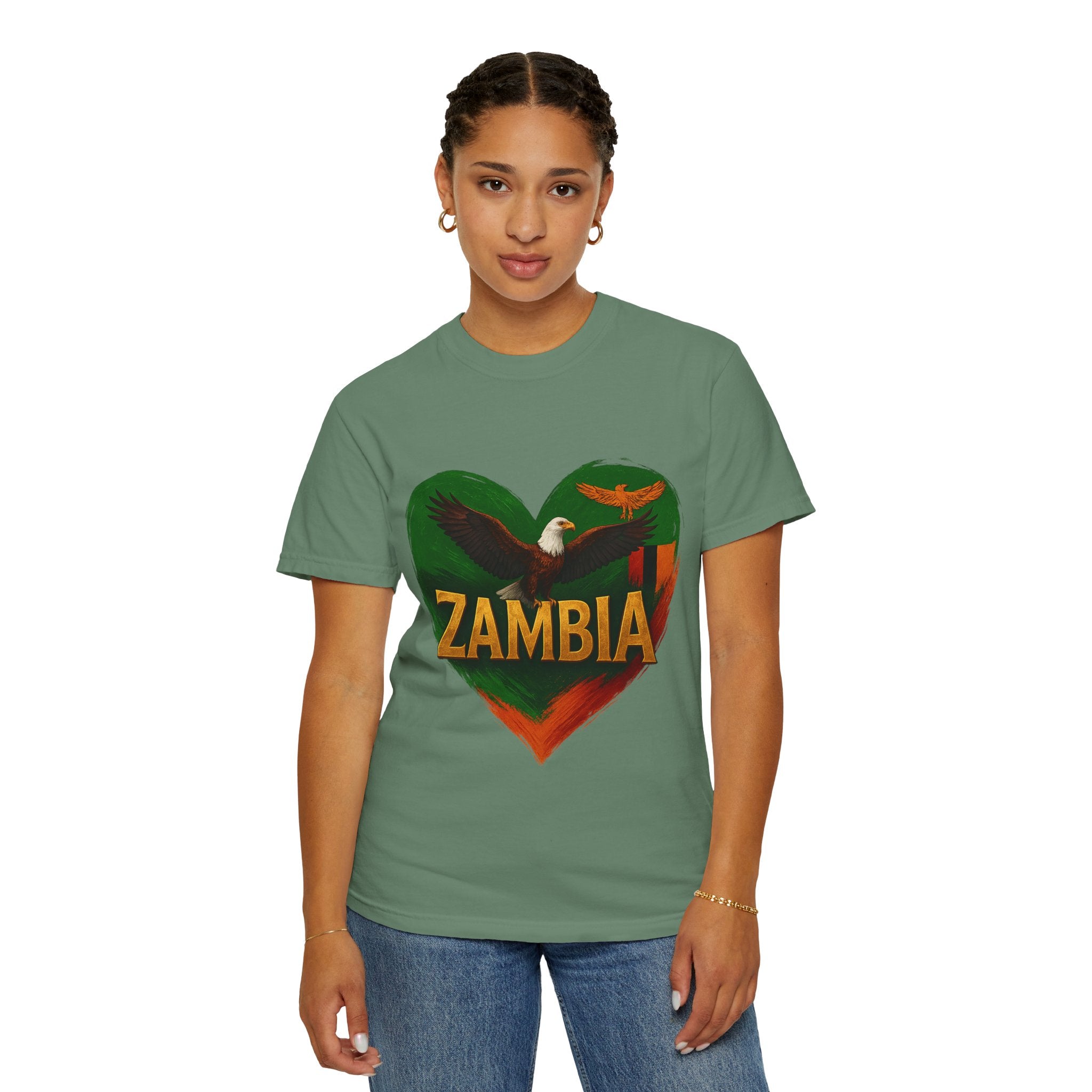 BGSM Zambia Heart Eagle T-Shirt — Patriotic Zambia Graphic Tee