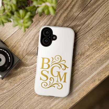 Monogram Tough Case – Elegant Gold B S G M Flourish Phone Case