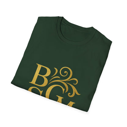 BGSM Monogram T-Shirt — Decorative Gold Front &amp; Blue Circle Back