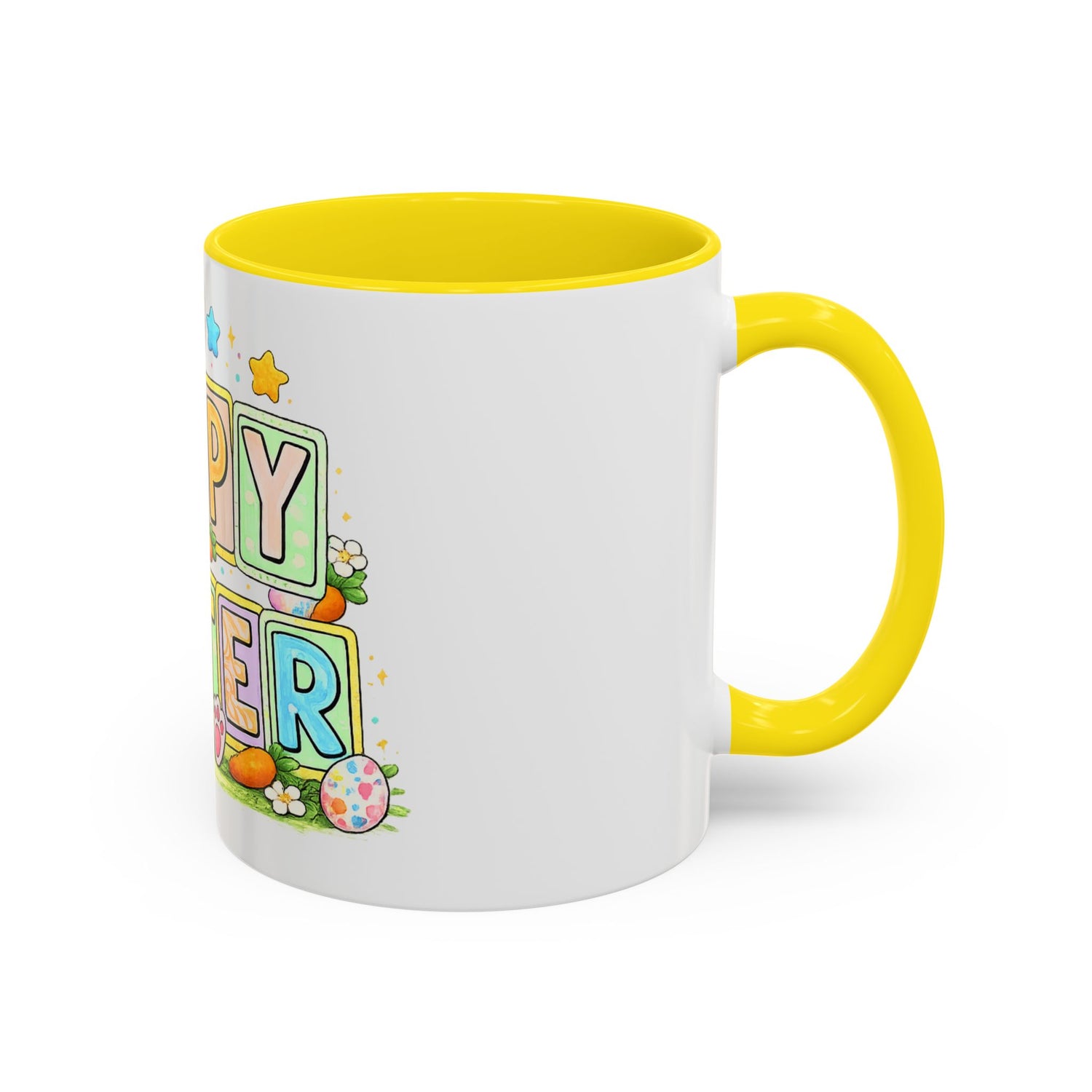 Happy Easter Accent Coffee Mug – Festive Bunny &amp; Egg Holiday Coffee Cup
