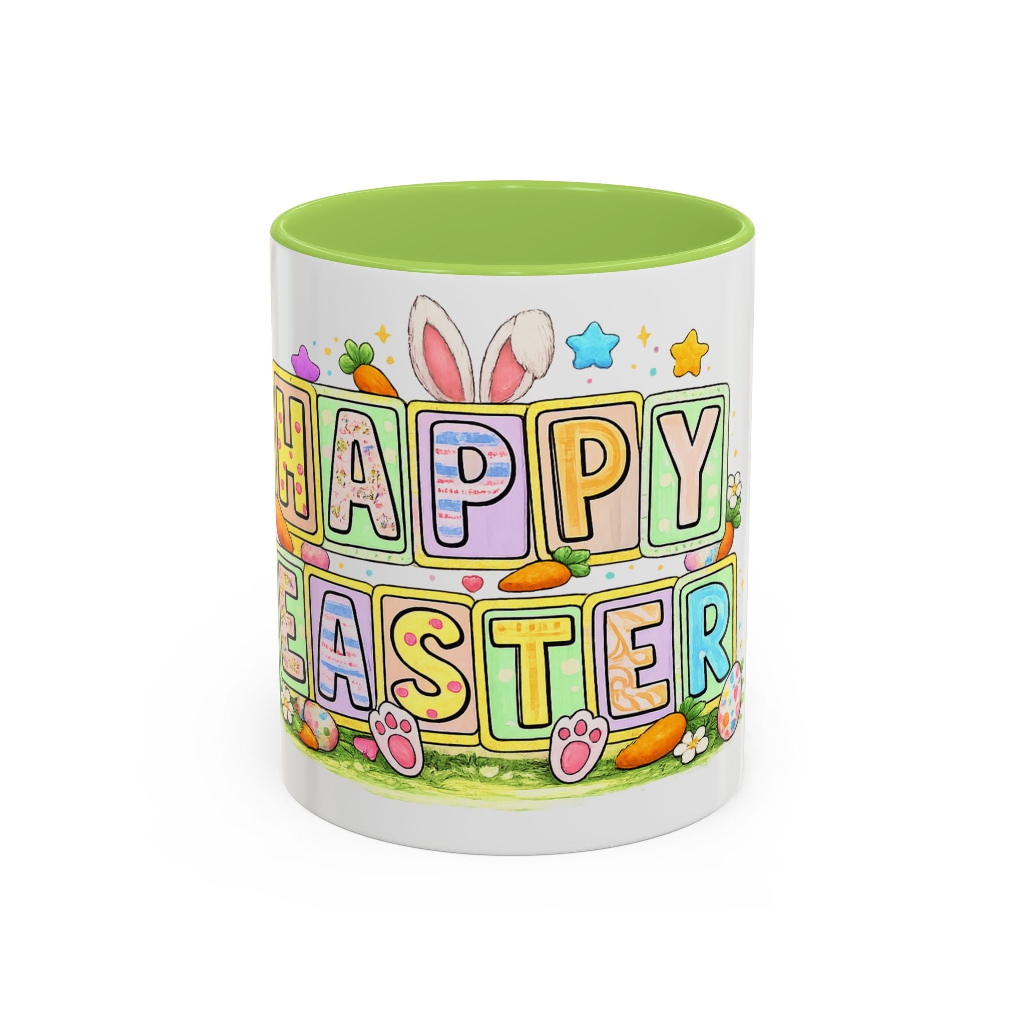 Happy Easter Accent Coffee Mug – Festive Bunny &amp; Egg Holiday Coffee Cup