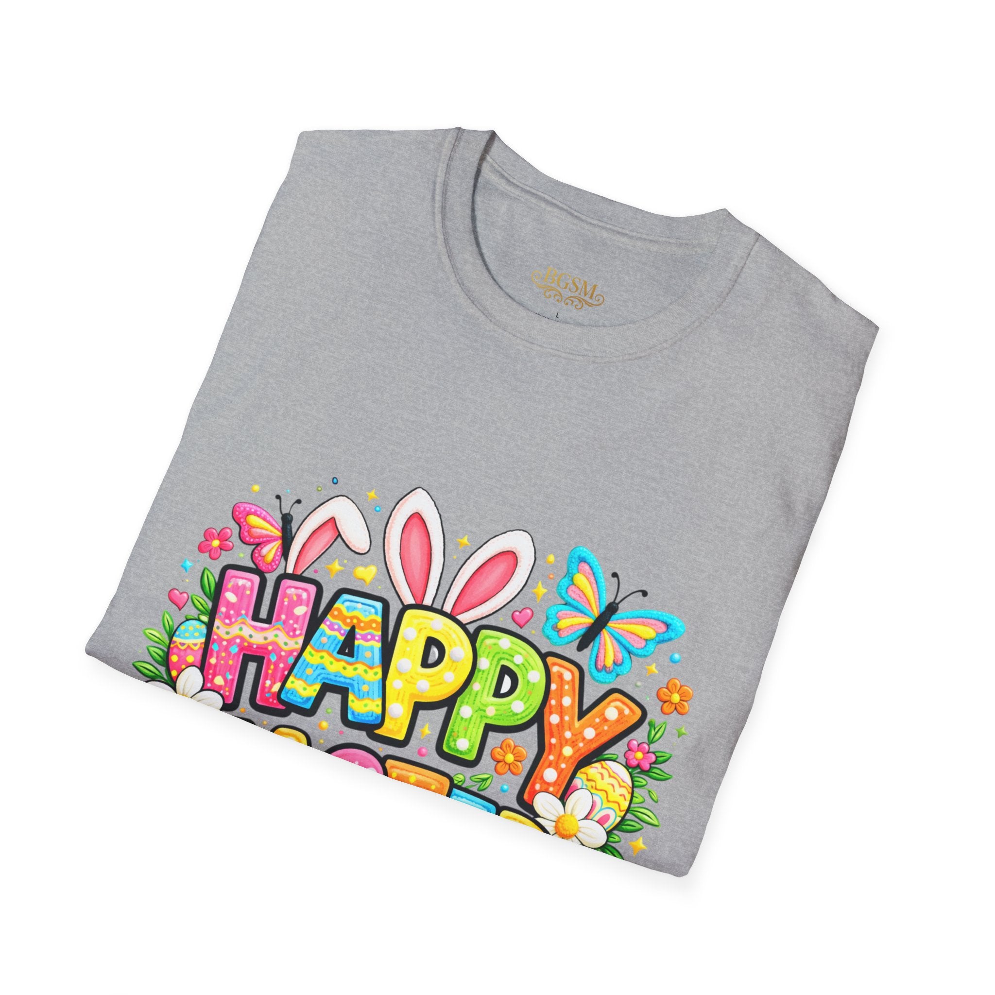 BGSM Easter Bunny Graphic T-Shirt — "Happy Easter" Colorful Holiday Tee