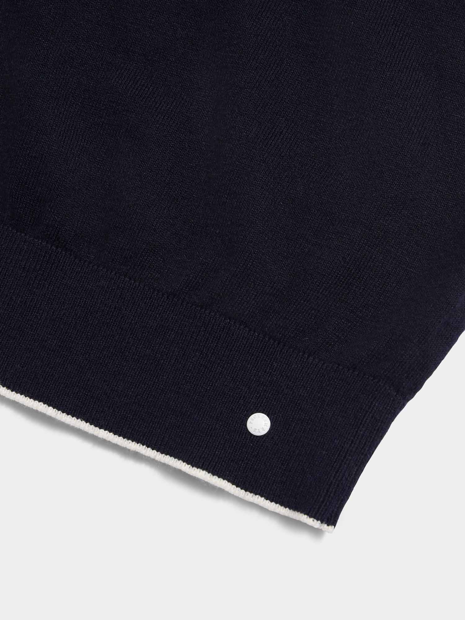 Jersey Knit Long Sleeve Polo Shirt in Dark Sapphire Navy
