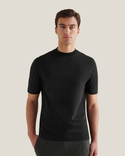 Devonshire Mercerised Cotton T-Shirt in Black