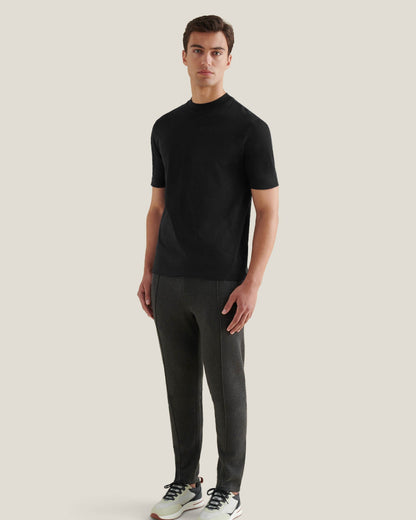 Devonshire Mercerised Cotton T-Shirt in Black