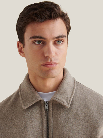 Wool Blend Bomber Jacket in Simply Taupe