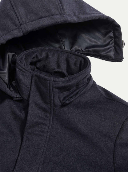 Wool Blend Padded Parka in Dark Sapphire Navy