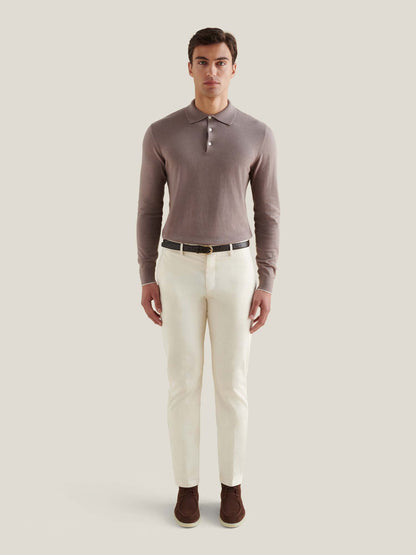 Dean Stretch Cotton Trouser in Egret