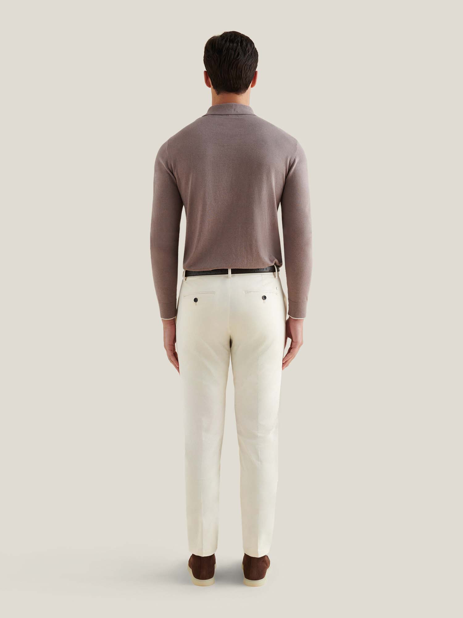 Dean Stretch Cotton Trouser in Egret
