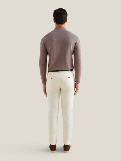 Dean Stretch Cotton Trouser in Egret