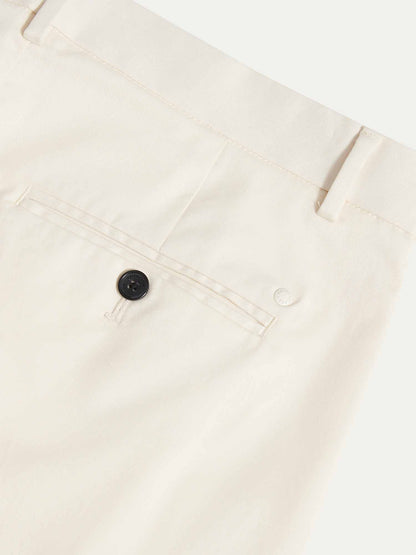 Dean Stretch Cotton Trouser in Egret