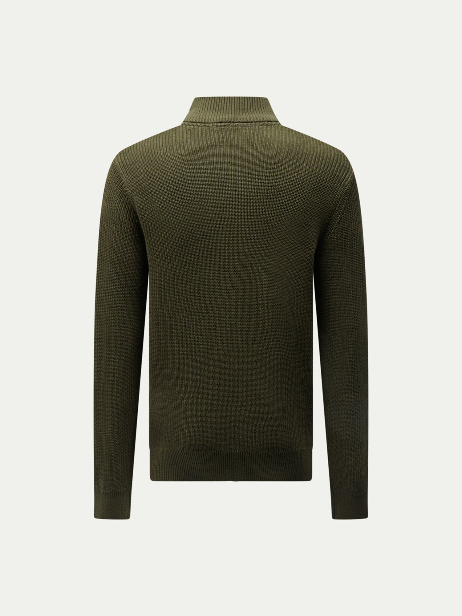 Cotton Knit Funnel-Neck Zip Cardigan in Rosin