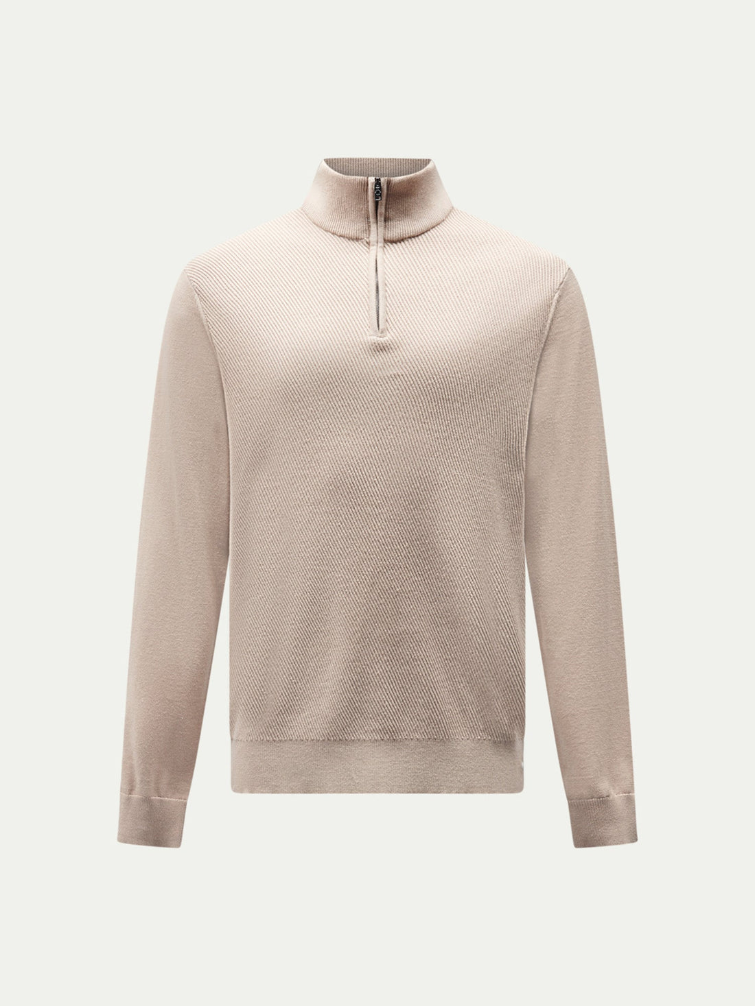 Cotton Blend Rib Knit ¼ Zip in Simply Taupe