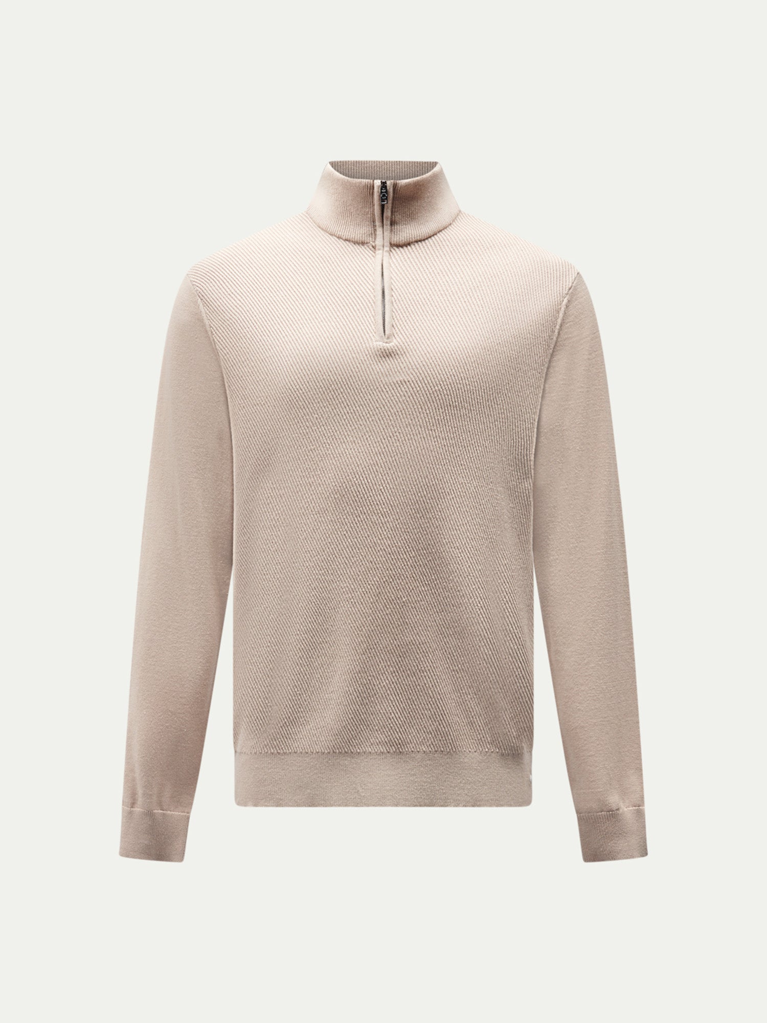 Cotton Blend Rib Knit ¼ Zip in Simply Taupe