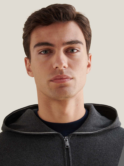 Milano Knit Zip Hoodie in Charcoal Grey