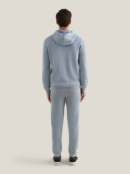 Milano Knit Zip Hoodie in Blue Blizzard