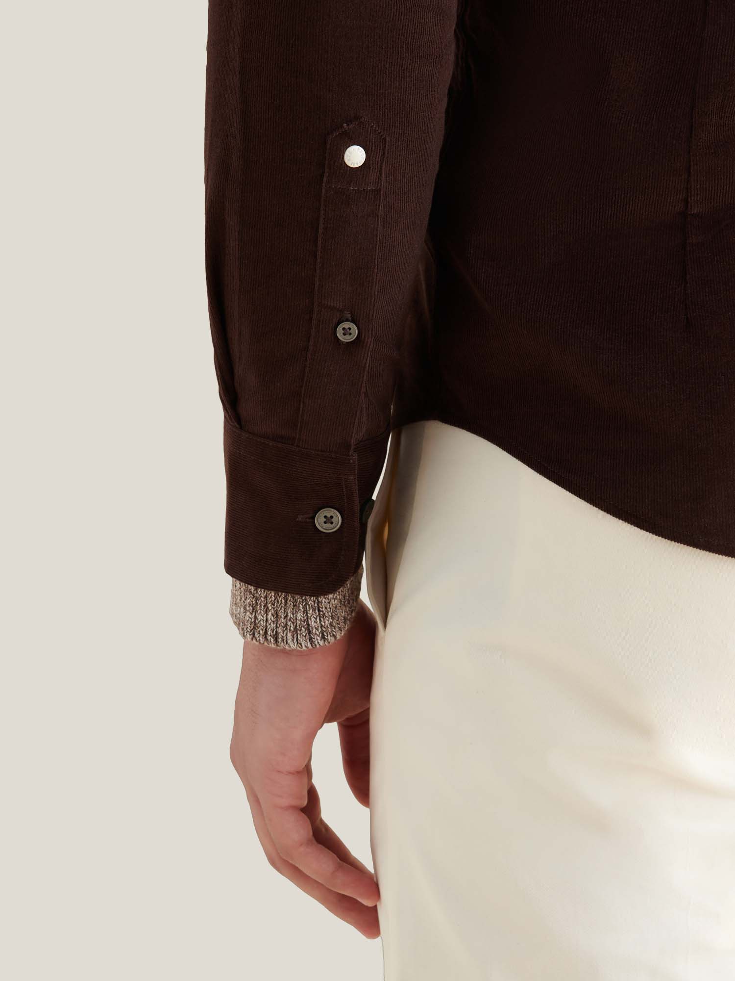 Micro Cord Button-Down Shirt in Java