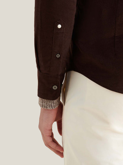 Micro Cord Button-Down Shirt in Java