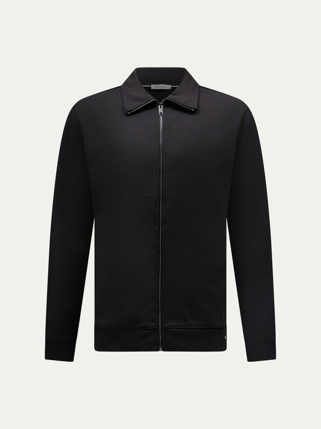 Jersey Interlock Zip Funnel Sweat in Black