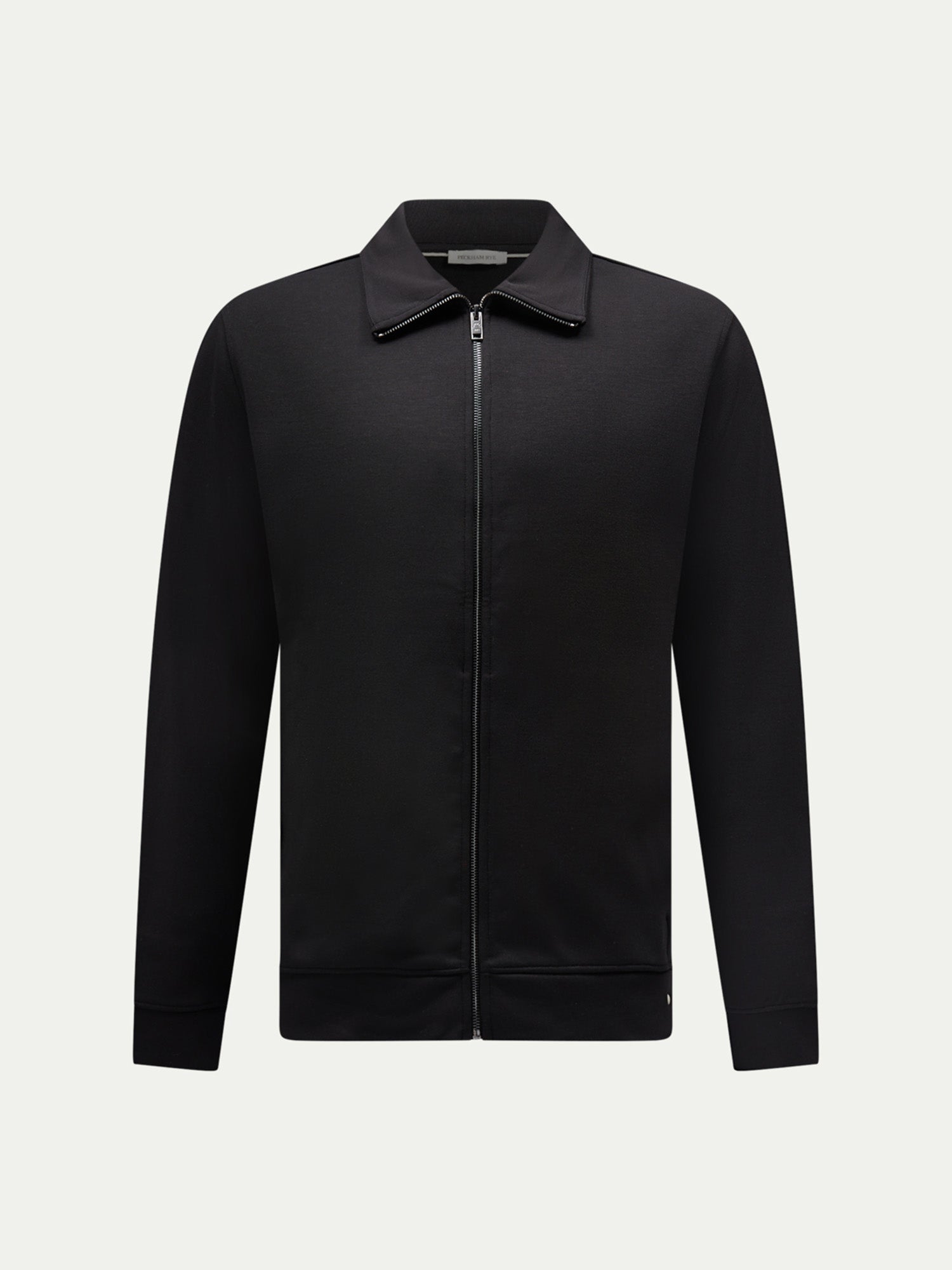 Jersey Interlock Zip Funnel Sweat in Black