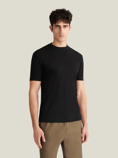 Devonshire Mercerised Cotton T-Shirt in Black