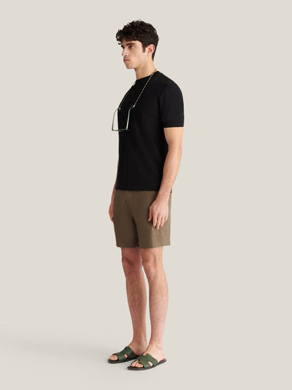 Devonshire Mercerised Cotton T-Shirt in Black