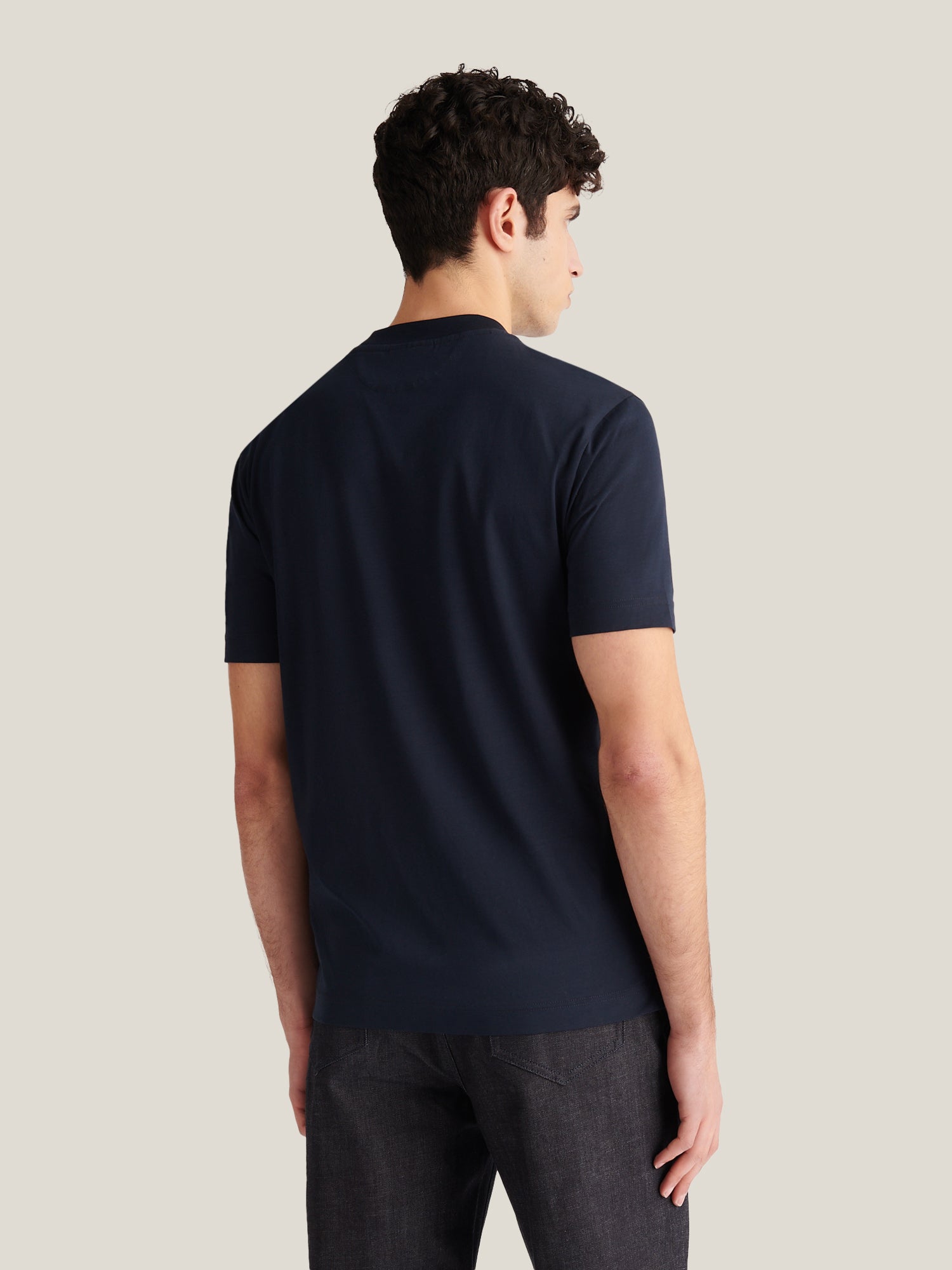 Devonshire Mercerised Cotton T-Shirt in Dark Sapphire Navy