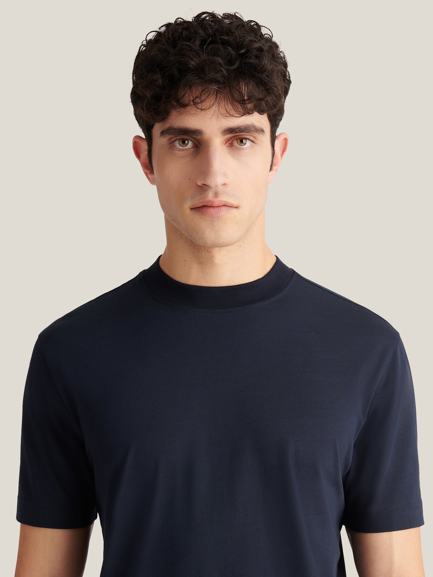 Devonshire Mercerised Cotton T-Shirt in Dark Sapphire Navy